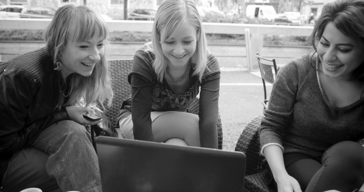 hipster girls working